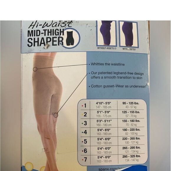 NWT Spanx Hi Waist Mid Thigh Shaper. Total Waist Control 3 - Picture 8 of 11